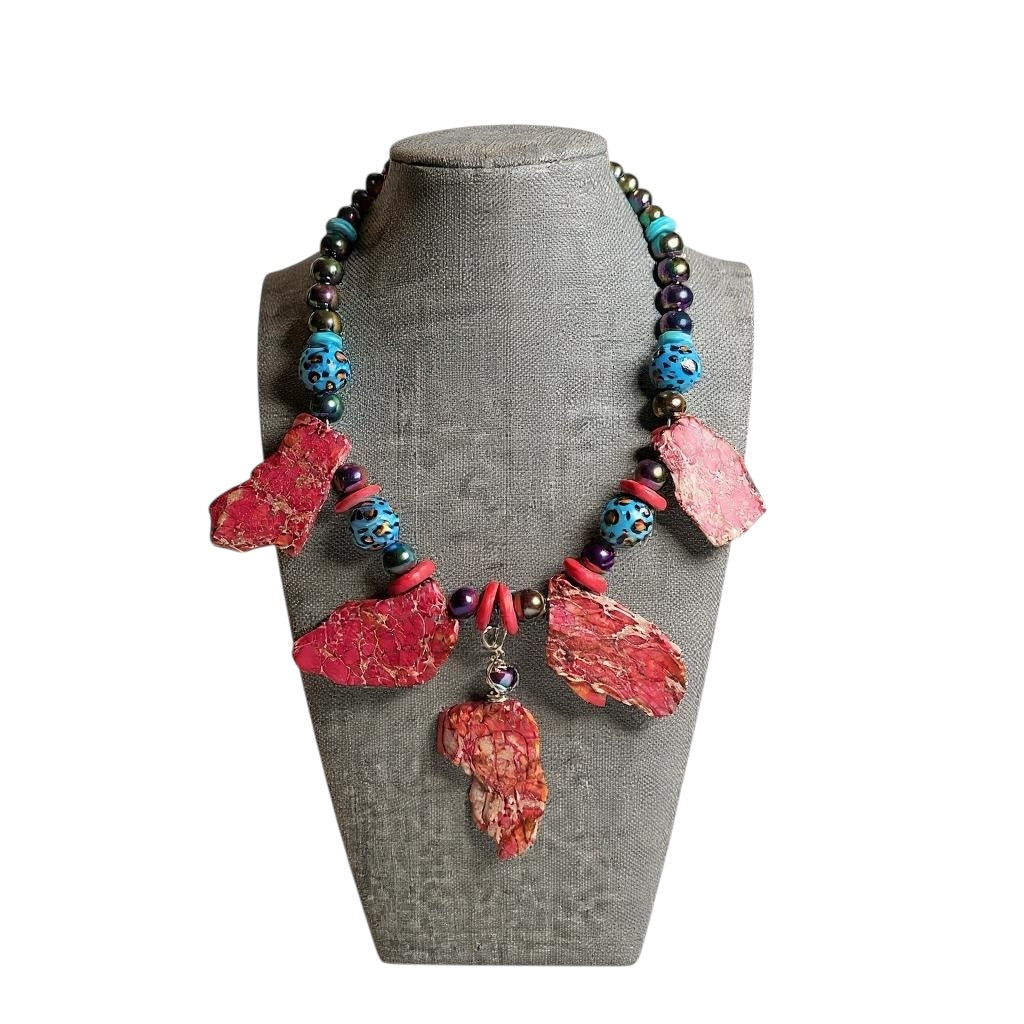 Red Jasper Hematite & Animal Print Statement