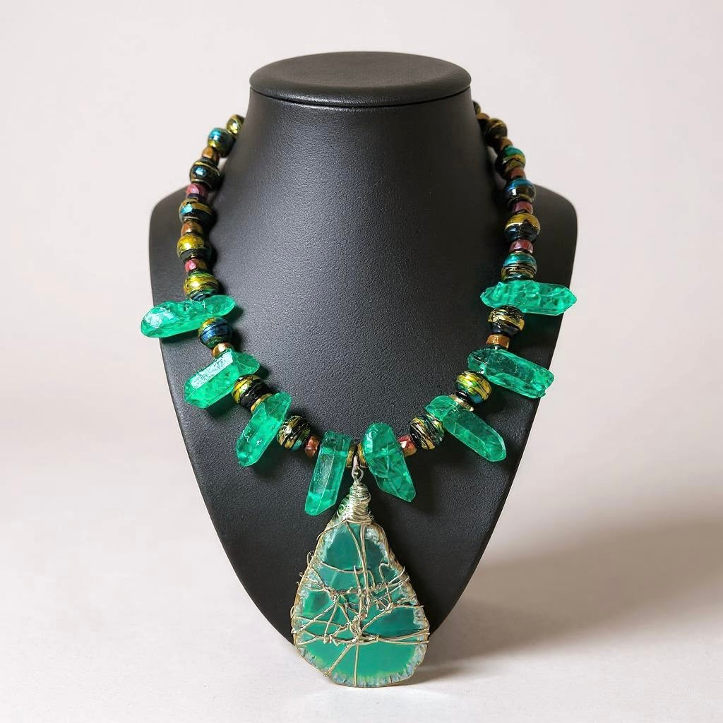 Agate & Quartz Statement Necklace