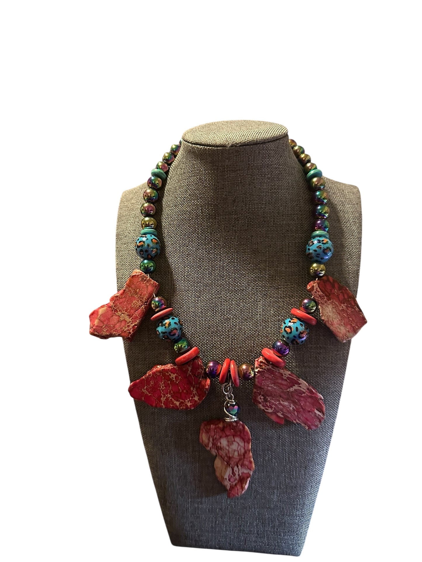 Red Jasper Hematite & Animal Print Statement