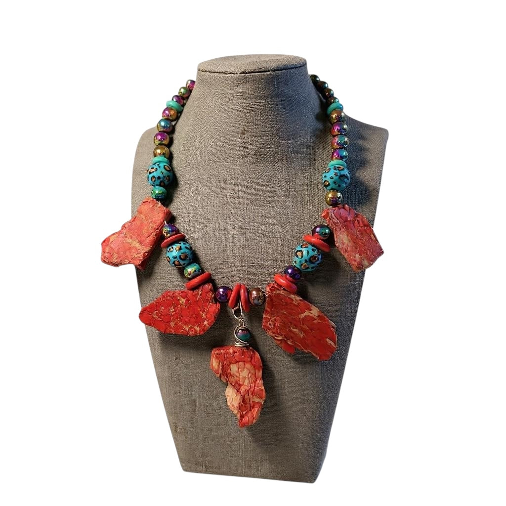 Red Jasper Hematite & Animal Print Statement
