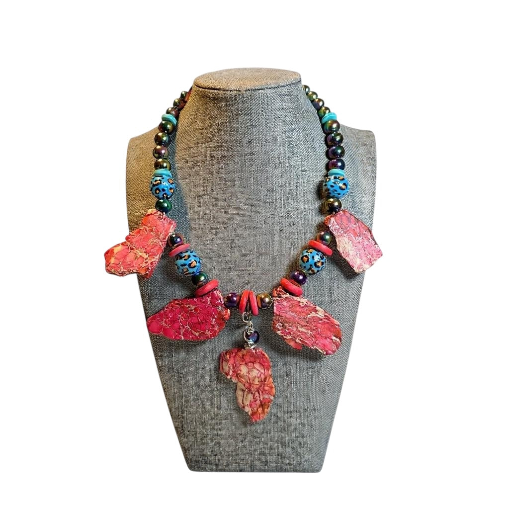 Red Jasper Hematite & Animal Print Statement