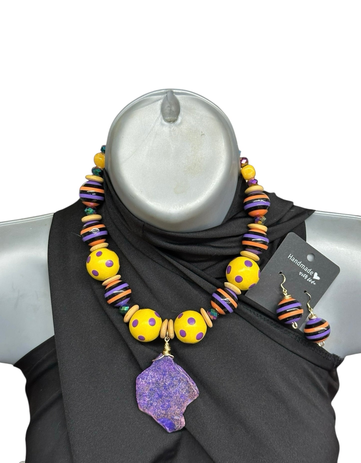 Polka Dot Swirl Necklace Purple Jasper Necklace