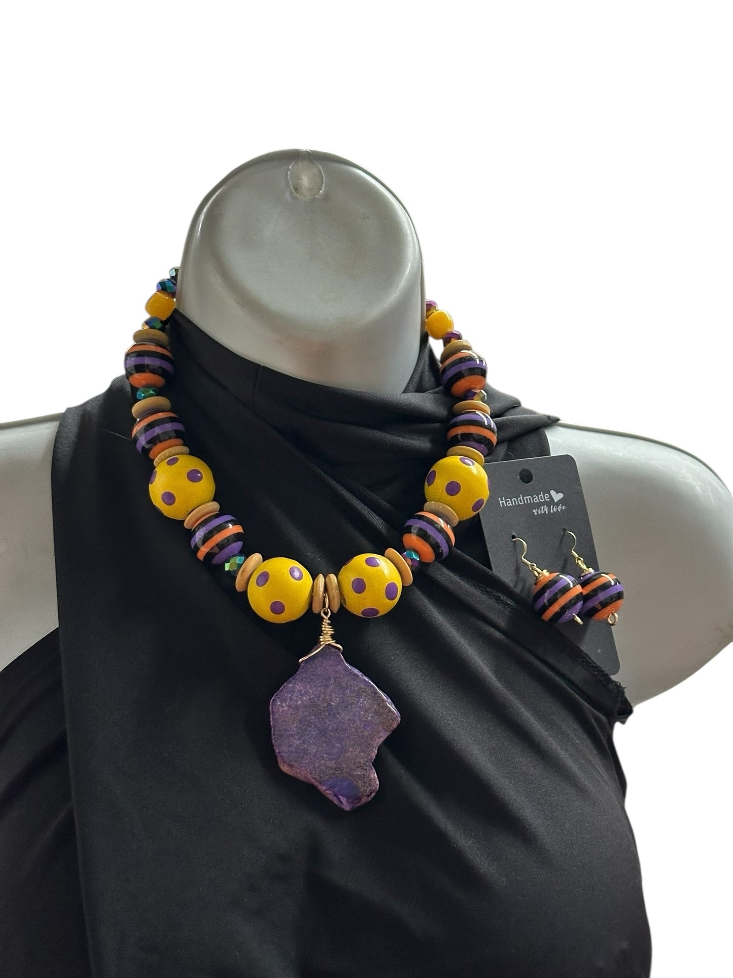 Polka Dot Swirl Necklace Purple Jasper Necklace