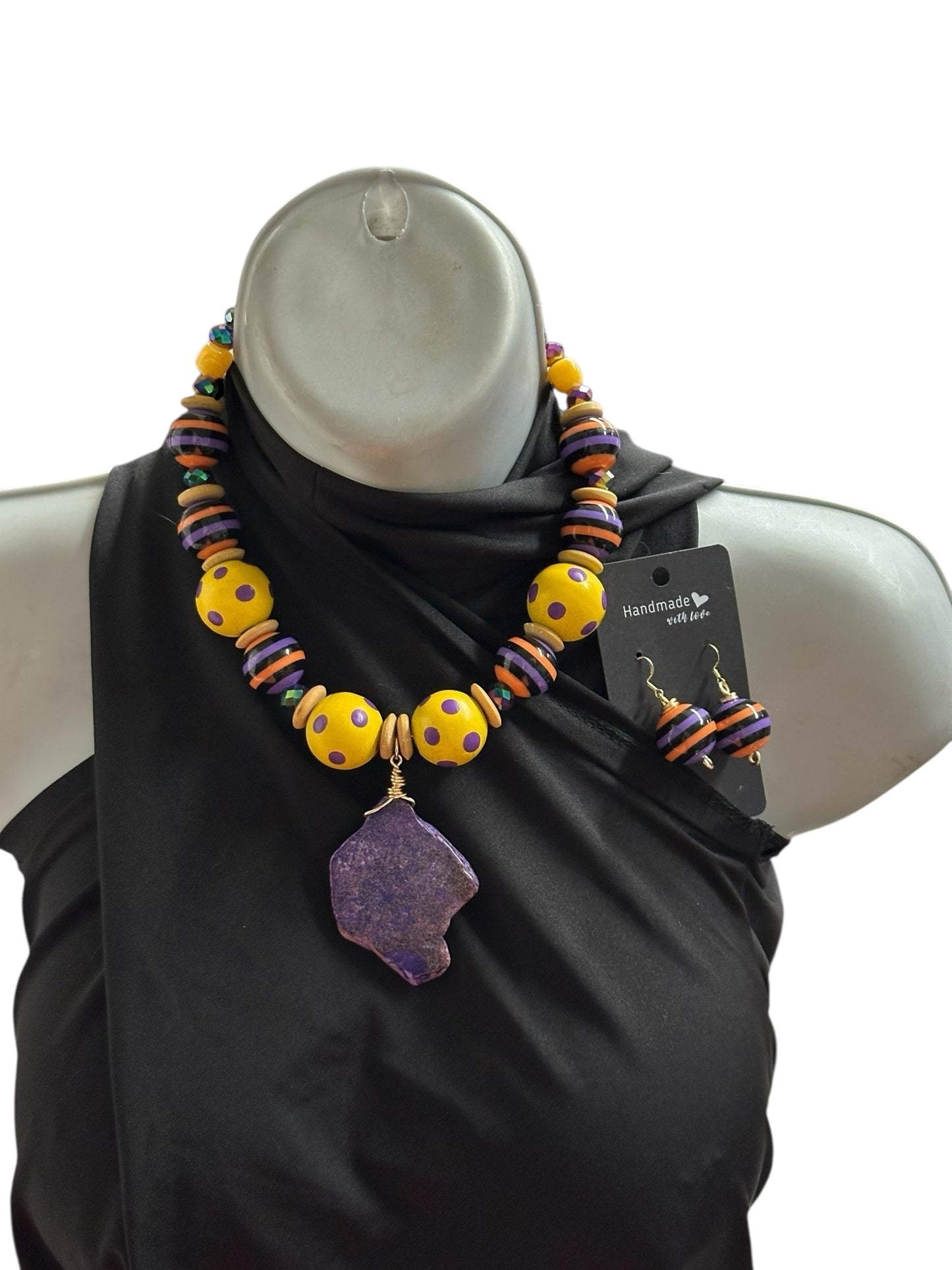 Polka Dot Swirl Necklace Purple Jasper Necklace