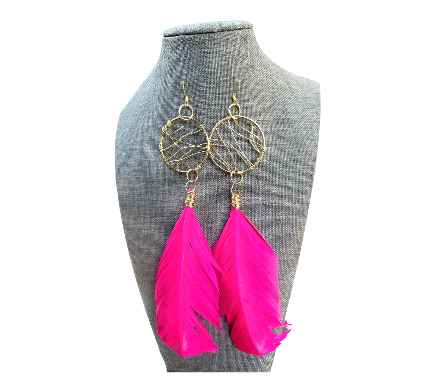 Fuschia Feather Earrings