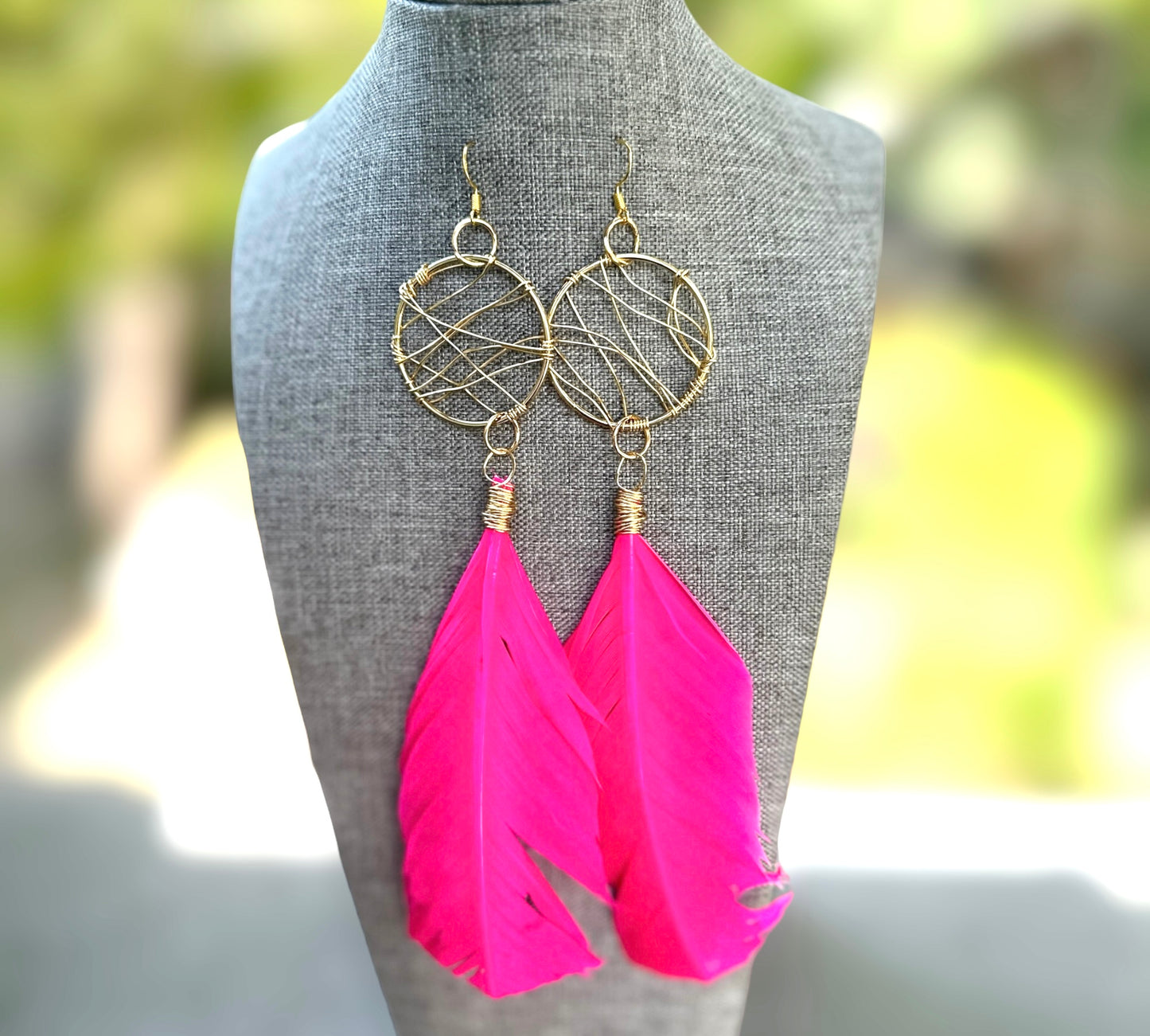 Fuschia Feather Earrings