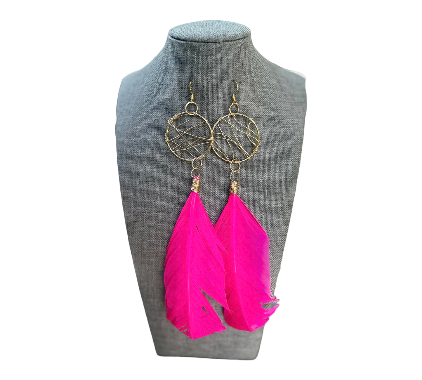 Fuschia Feather Earrings