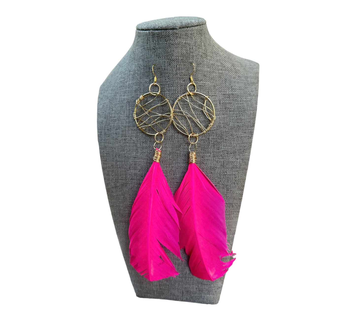 Fuschia Feather Earrings