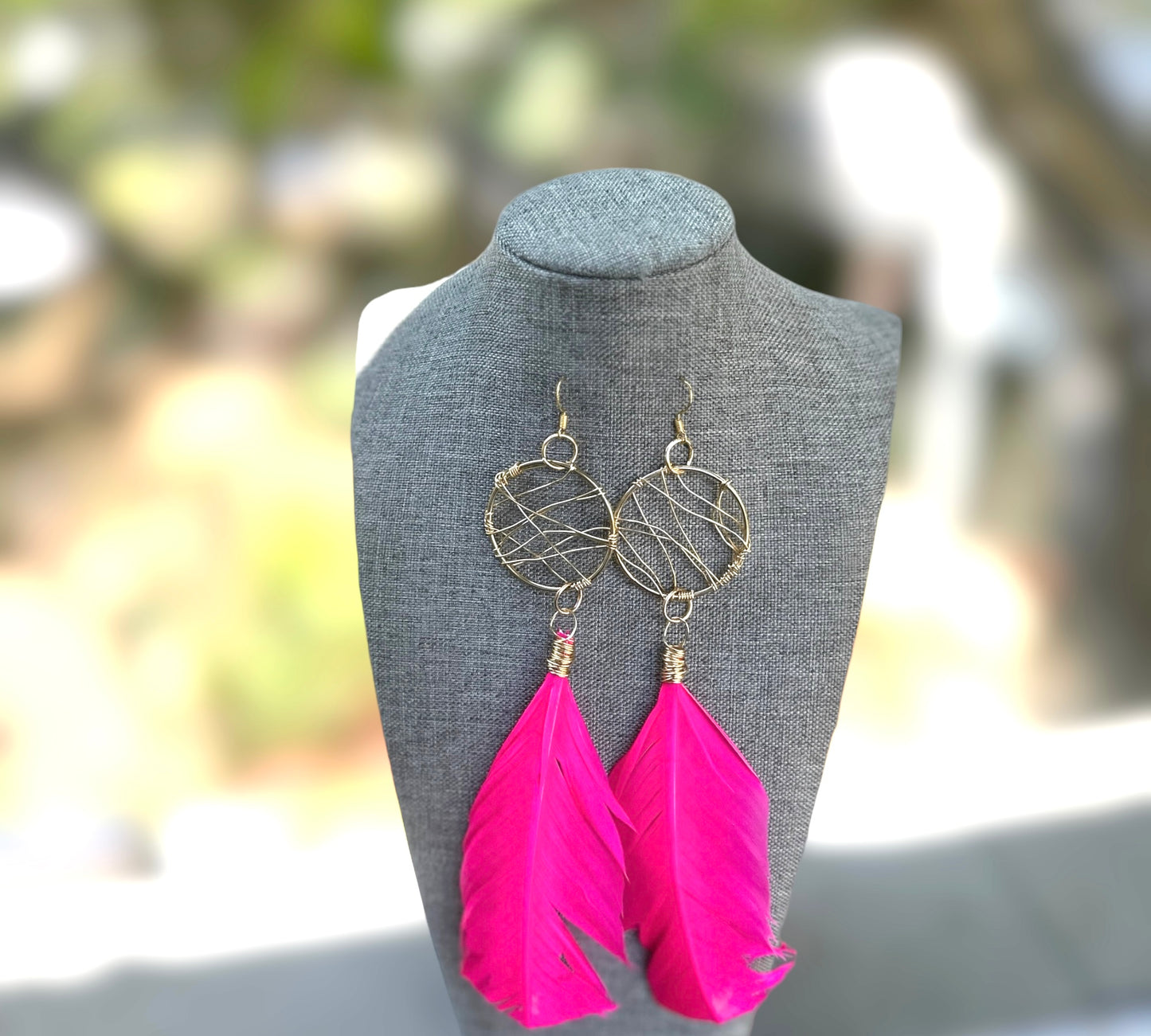 Fuschia Feather Earrings