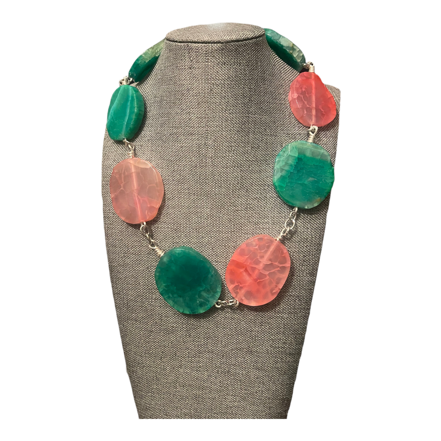 Color Block Colorful Agate Necklace