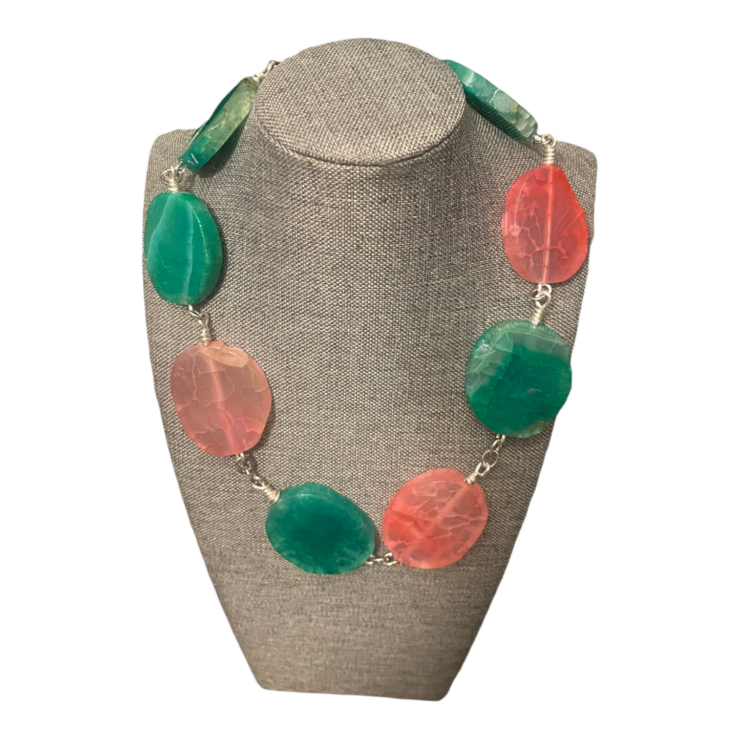 Color Block Colorful Agate Necklace