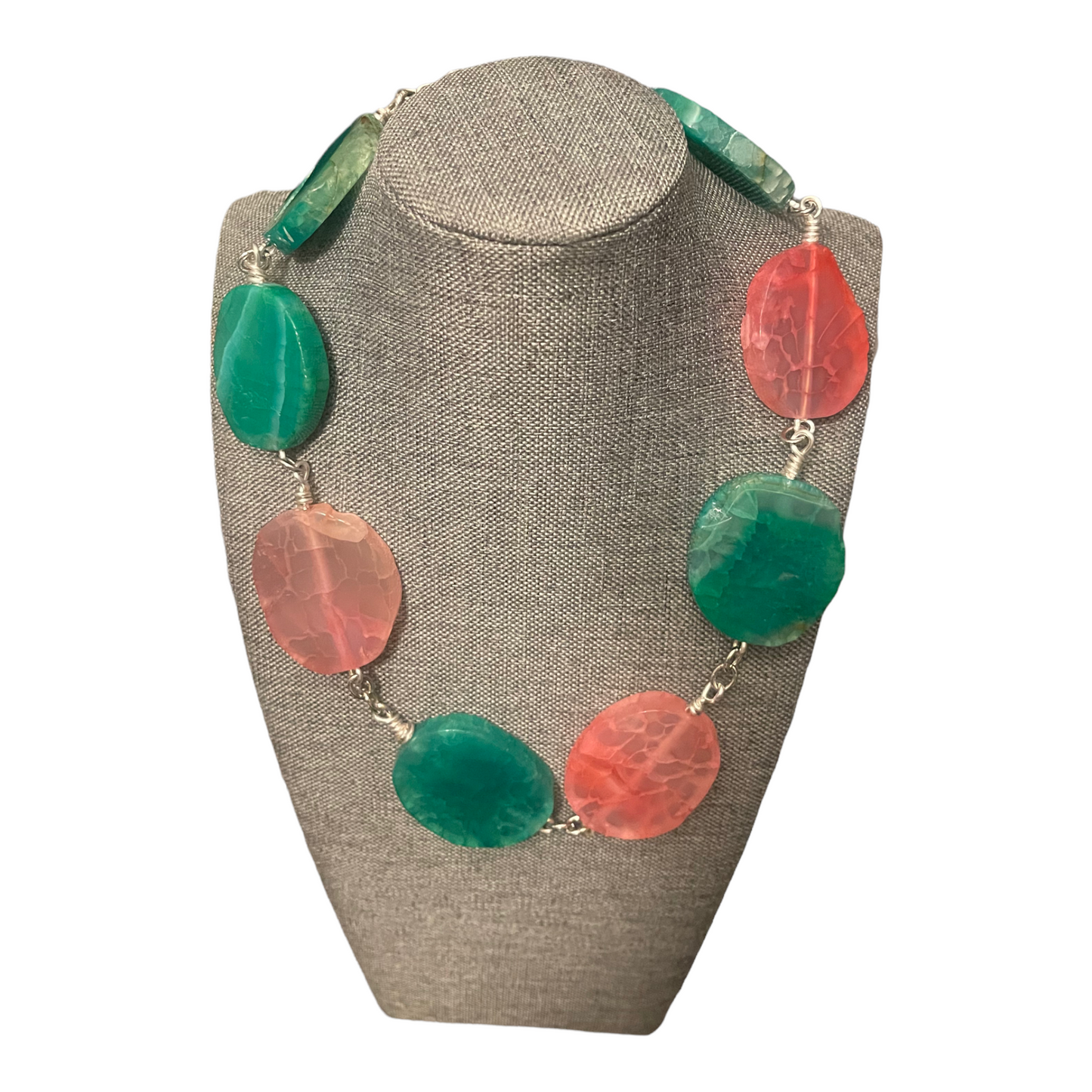 Color Block Colorful Agate Necklace