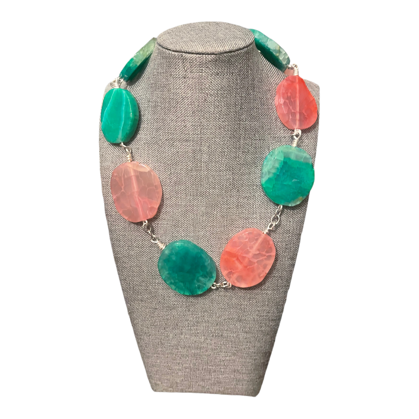 Color Block Colorful Agate Necklace