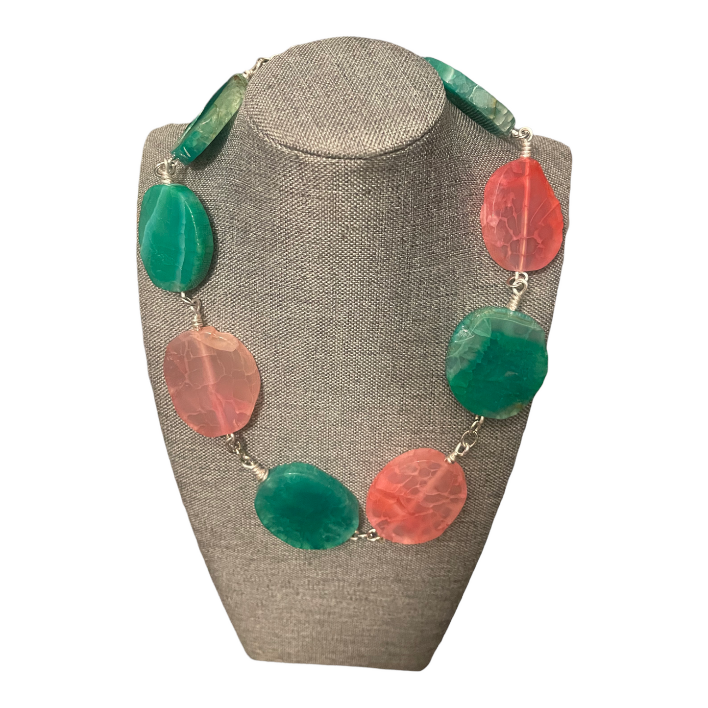Color Block Colorful Agate Necklace
