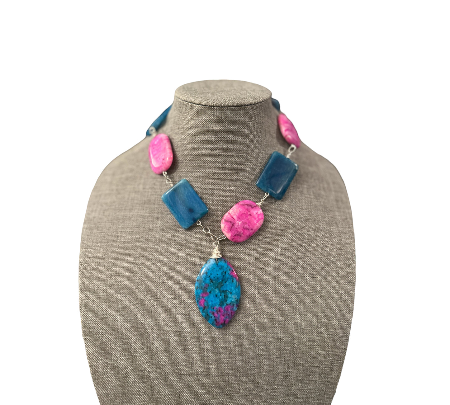 Blue & Pink Statement Necklace