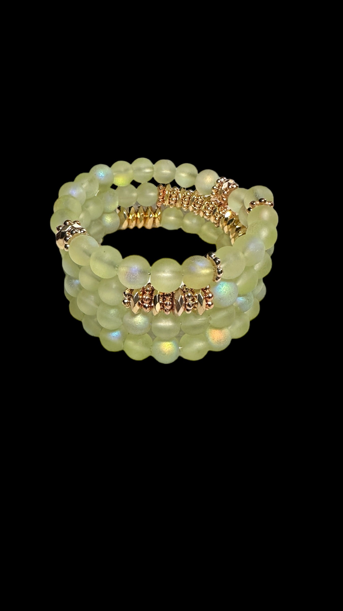 Lime Beaded Memory Wire Bracelet