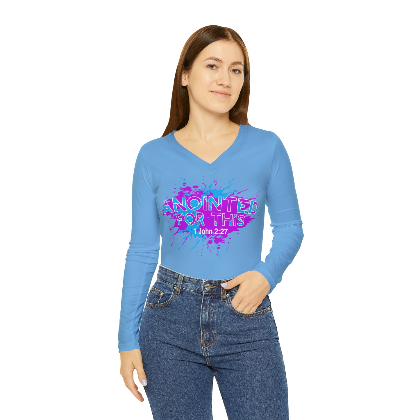 Women's Long Sleeve V-neck Shirt (AOP)