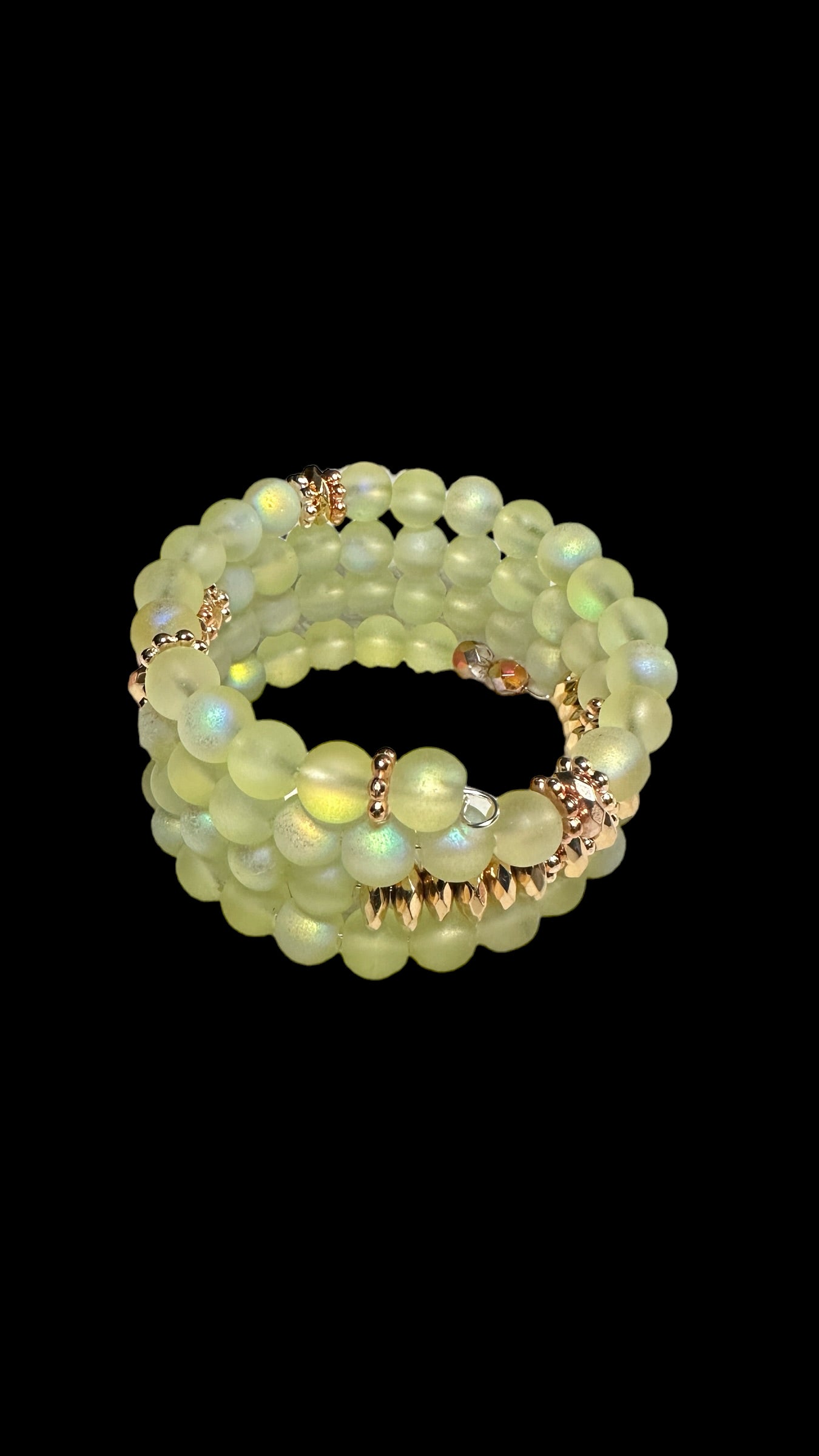 Lime Beaded Memory Wire Bracelet