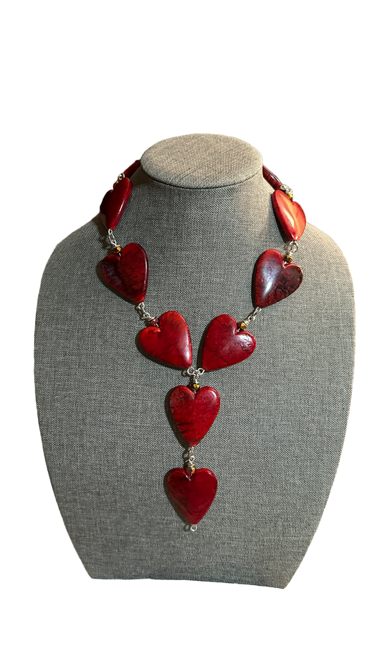 Y Red Heart Necklace