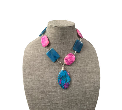 Blue & Pink Statement Necklace