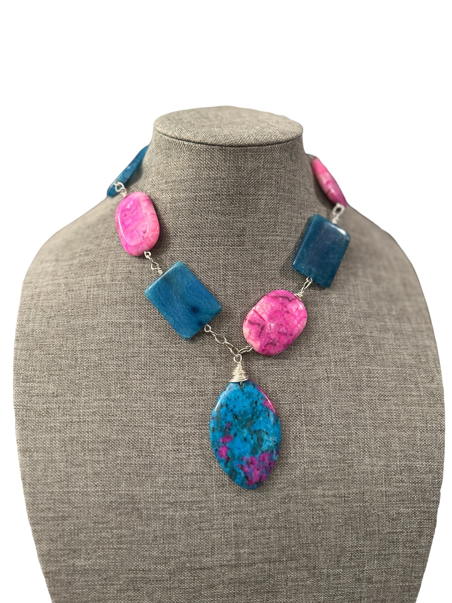 Blue & Pink Statement Necklace