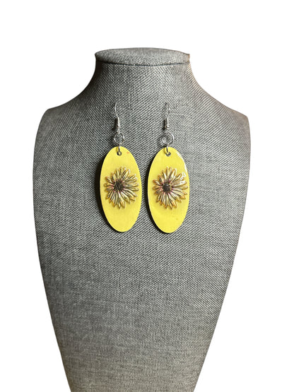 Yellow Handpainted Eartings