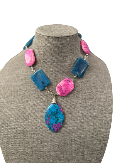 Blue & Pink Statement Necklace