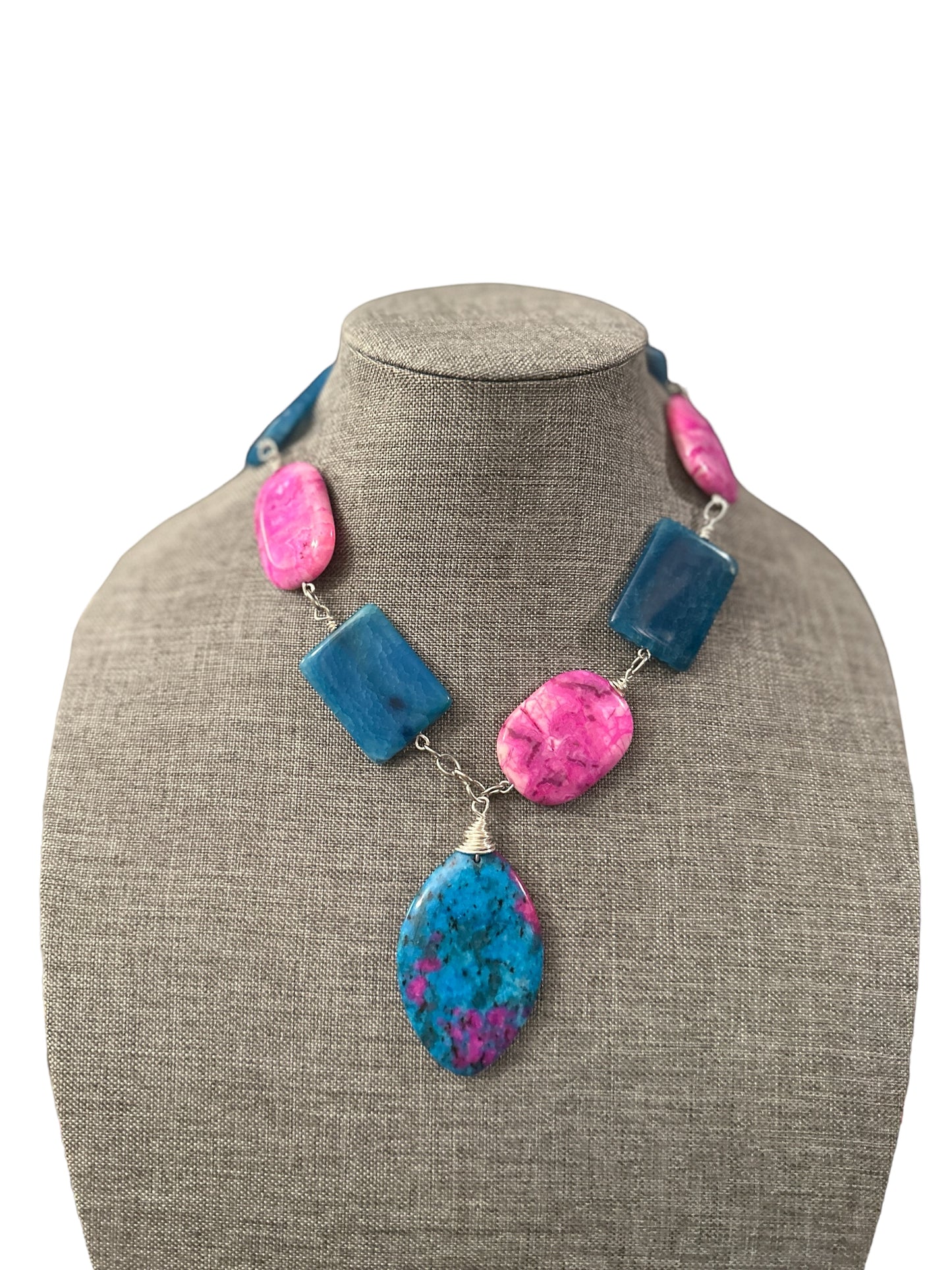 Blue & Pink Statement Necklace