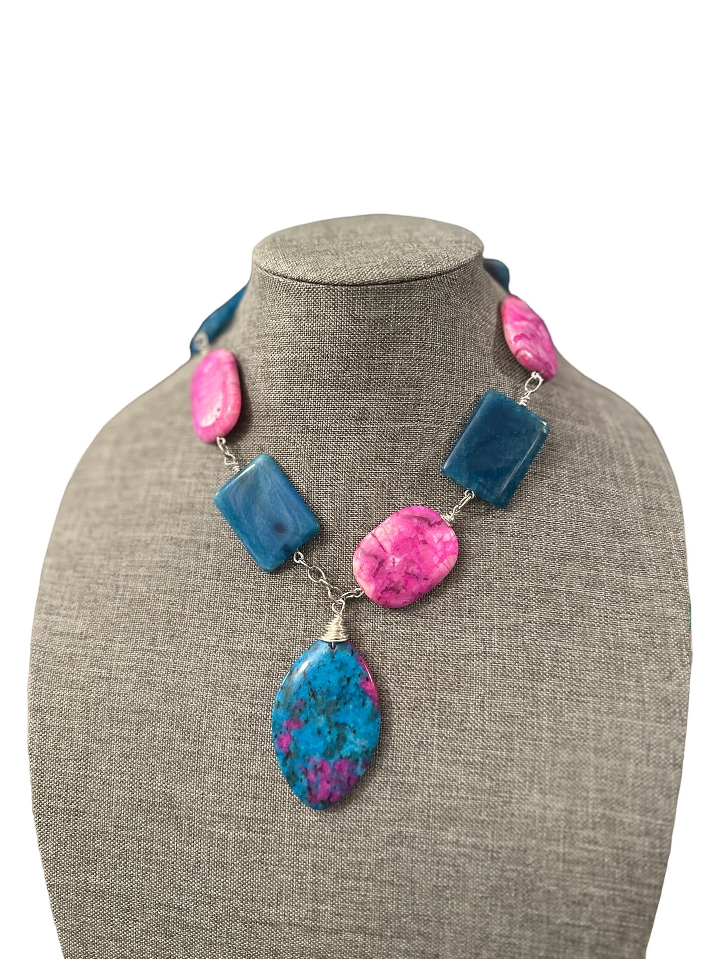 Blue & Pink Statement Necklace