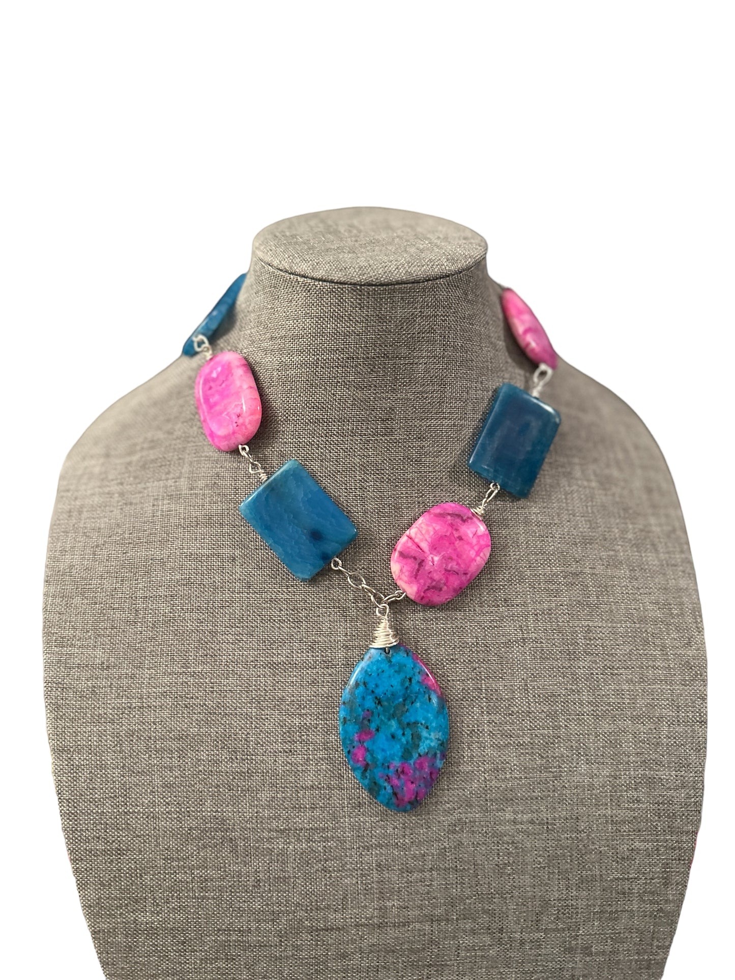 Blue & Pink Statement Necklace