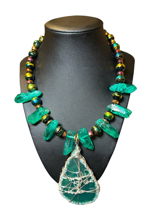 Agate & Quartz Statement Necklace