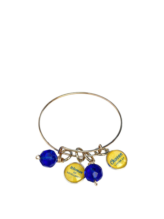 Royal Blue and Yellow Charm Bangle