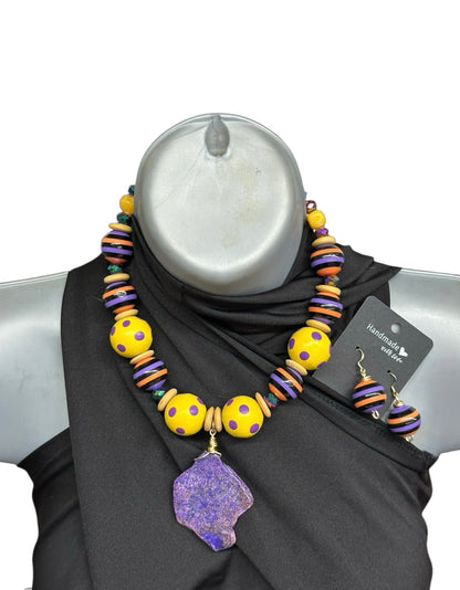 Polka Dot Swirl Necklace Purple Jasper Necklace