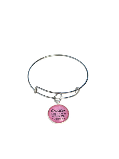 Greater is HE Charm Bangle