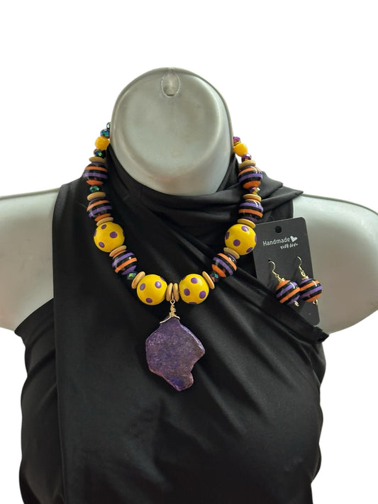 Polka Dot Swirl Necklace Purple Jasper Necklace