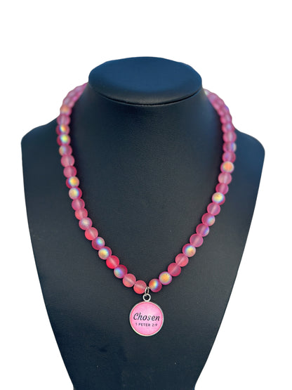 Fuchsia Chosen Beaded Stretch Necklace