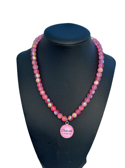 Fuchsia Chosen Beaded Stretch Necklace