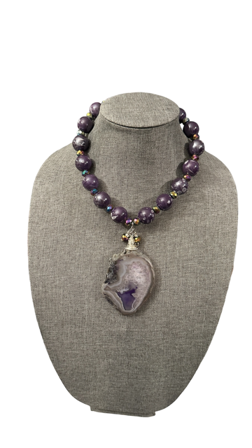 Chunky Beaded Purple Necklace