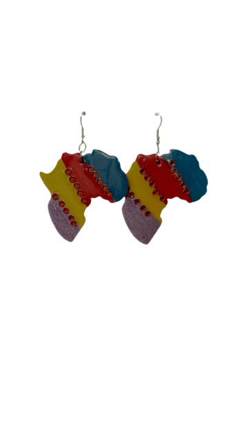 Colorful Hand-painted African Map Earrings