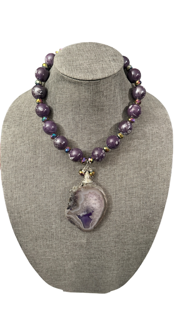 Chunky Beaded Purple Necklace