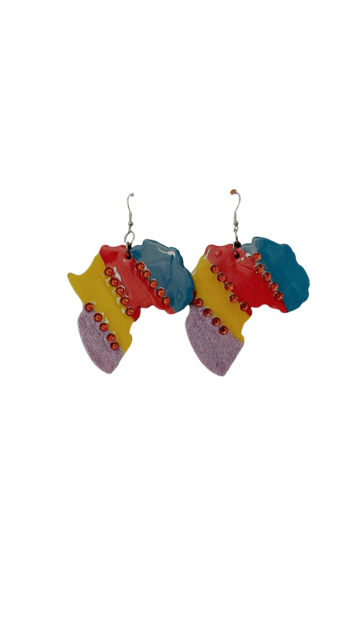 Colorful Hand-painted African Map Earrings