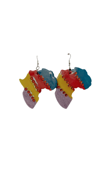 Colorful Hand-painted African Map Earrings