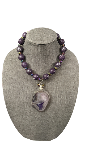 Chunky Beaded Purple Necklace