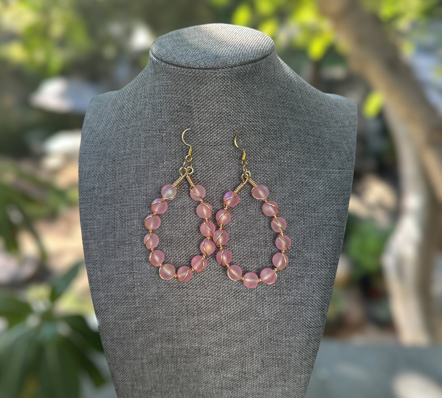 Pink Oval Earrings