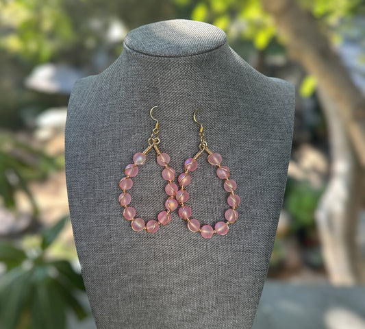 Pink Oval Earrings