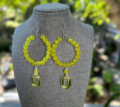 Lime Green Dangling Hoops