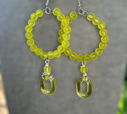 Lime Green Dangling Hoops