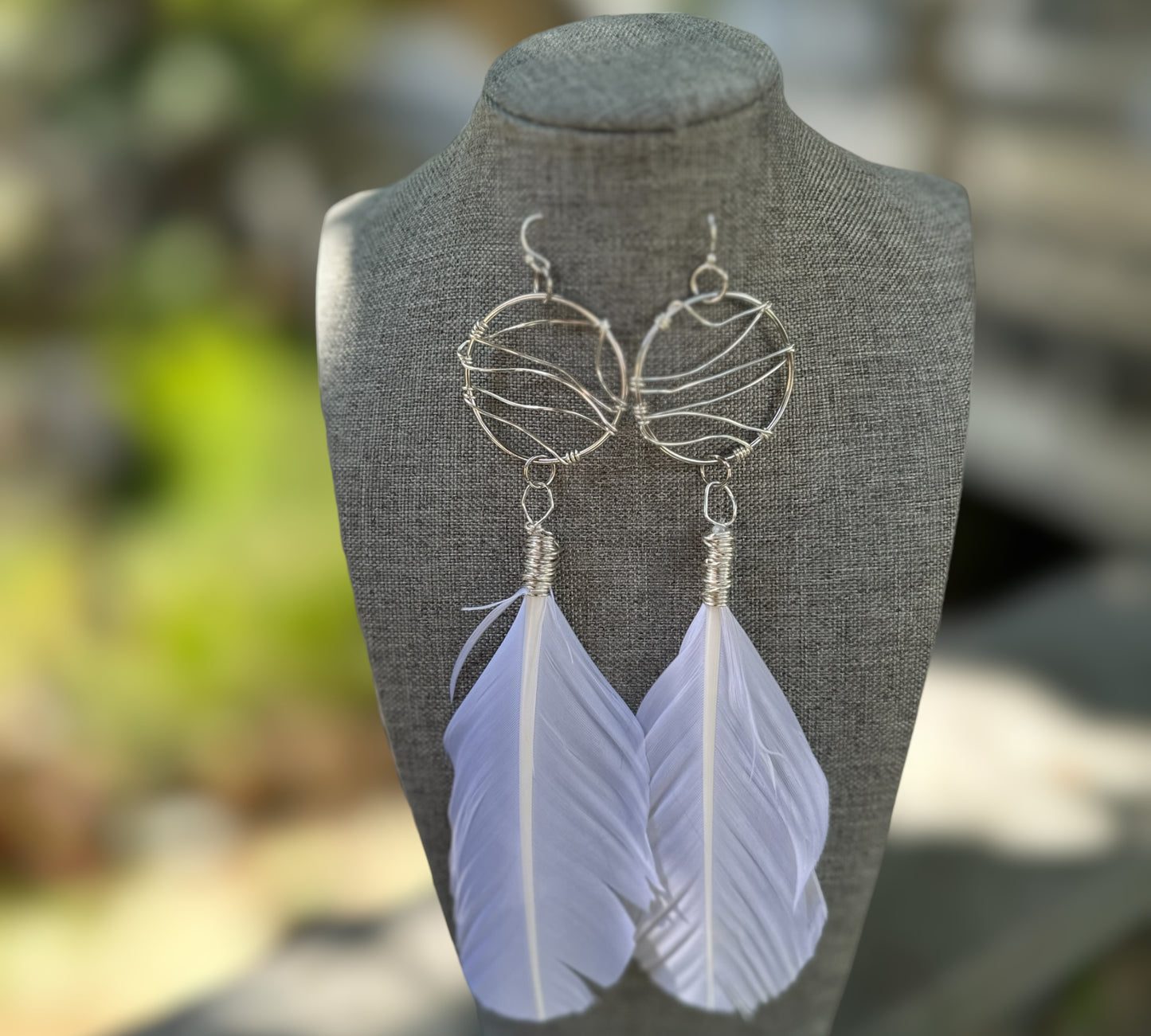 White Feather Earrings