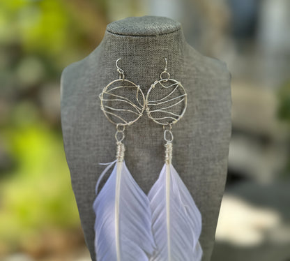 White Feather Earrings