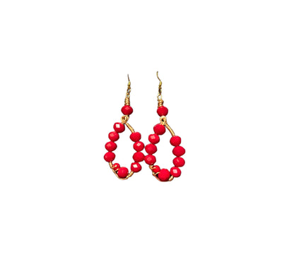 Red Wired Wrapped Earrings